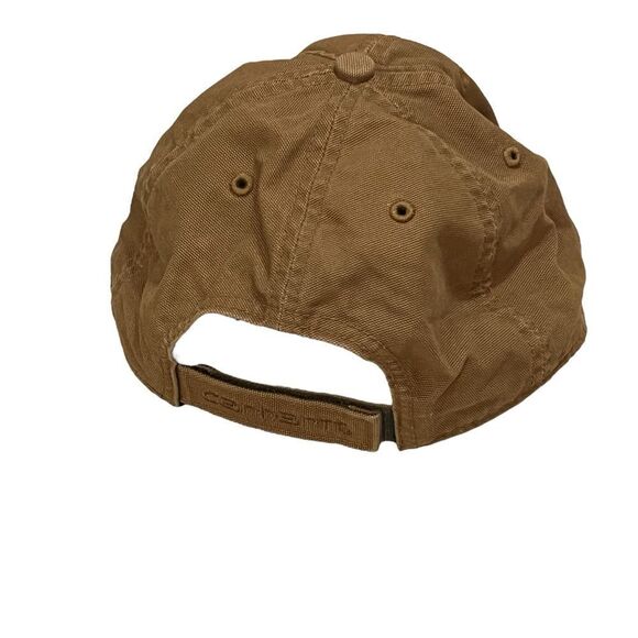 Carhartt Canvas Tan Baseball Cap Vegan Leather Logo Patch - Picture 3 of 7